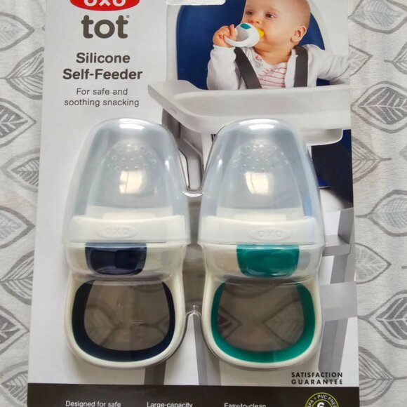 OXO Tot Silicone Self Feeder - 2pk - Navy/Teal - Picture 4 of 6